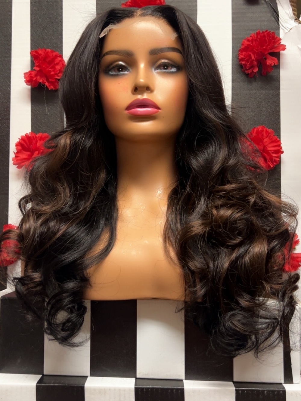 4x4 HD lace closure  with Raw hair black and brown lights